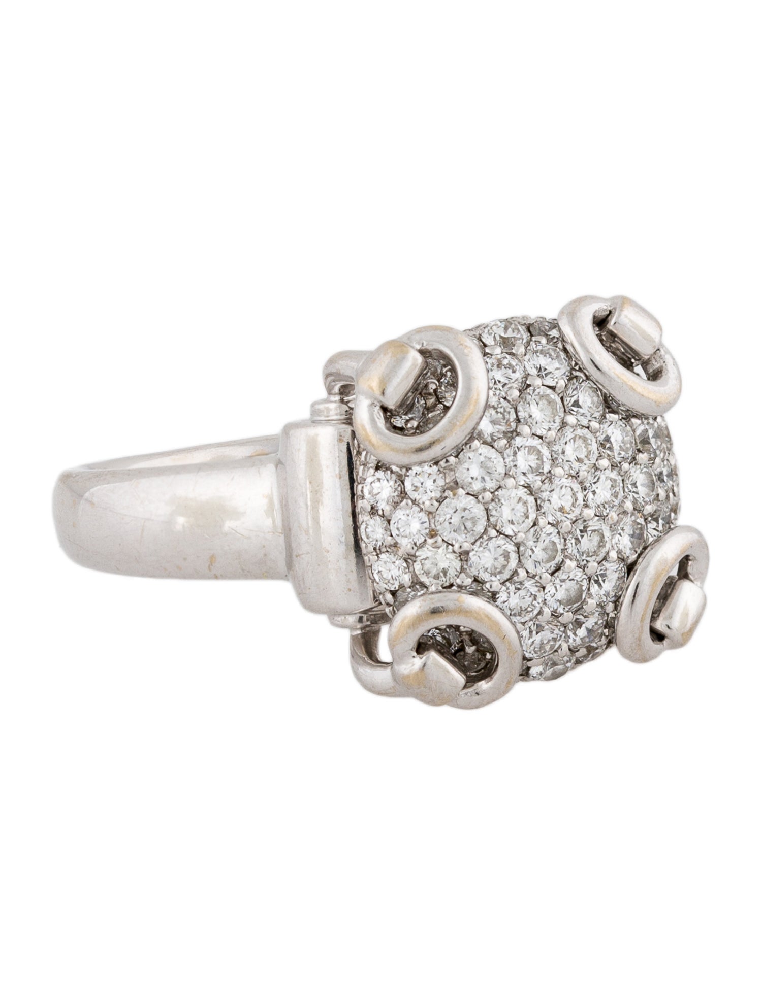 Gucci 18K 1.36ctw Diamond Horsebit Cocktail Ring